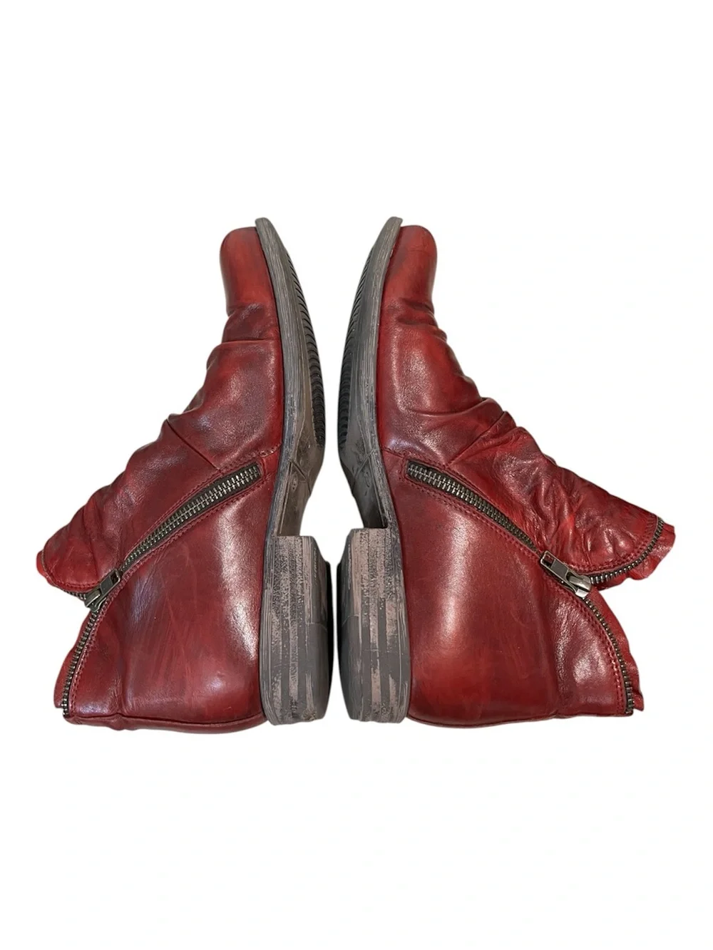 Miz Mooz Luna Red Leather Ankle Boots Size 9